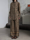 INTO THE EAST 25 Autumn/Winter Moss Green Dark Pattern Print Linen Shirt/Straight Pants ITE-E1DGAW004GR21SH-LV Top